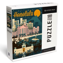 Lantern Press 1000 Piece Jigsaw Puzzle, Honolulu, Hawaii, Retro Skyline