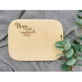 Frühstücksbrett Brett Uropa Schneidebrett Geschenk Geburtstag Weihnachten Küche Holz Brotzeit Vesperbrett Stullenbrett Brotbrett Familie Liebe braun