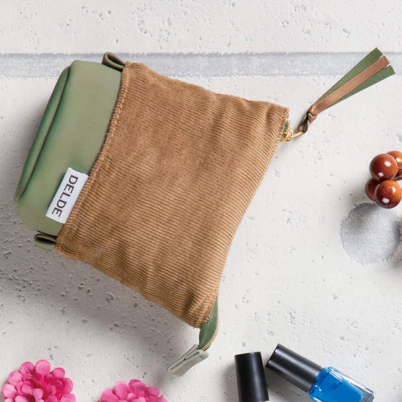 サンスター文具 ペンポーチ デルデ コーデュロイ キャメル×カーキ S1416782