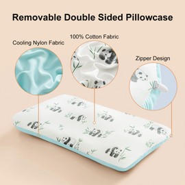 RESTIRY Toddler Pillow with Two-Sided Removable Pillowcase, Kids Memory Foam Pillow, Kids Pillow for Sleeping, Breathable and Cooling, 12x20 in ﻿