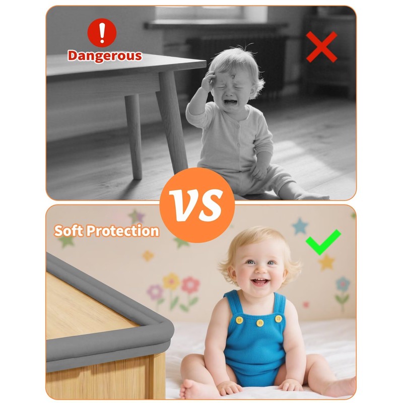 QYV Edge Corner Protector Baby Proofing, 6.56FT 0.6'' Thicken L-Shape