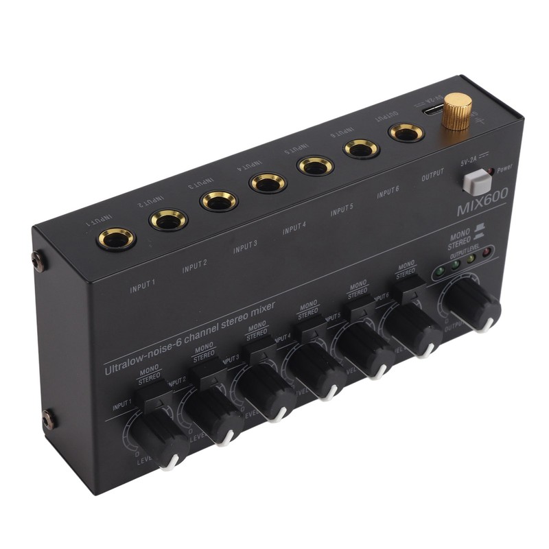Sound Mixer Ultra Compact Metal Low Noise 6 Channel Stereo