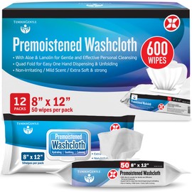 Non Flushable Wet Wipes for Adults - Case of 600 Body Wipes with Aloe and Lanolin - Good for Incontinence and Personal Cleaning