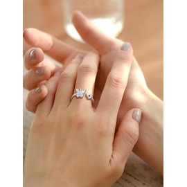 Initial Ring for Women - Sterling Silver Butterfly Ring with Letter N, Platinum Plated Initial Letter Ring, Hypoallergenic Silver Cute Rings for Girls