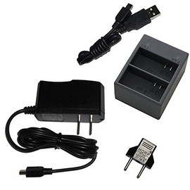 HQRP Kit AC Adapter and USB Battery Charger Compatible with GoPro HERO3 Hero-3 CHDHX-301 CHDHN-301 CHDHE-301 Action Camera Camcorder Power Supply Cord AC Adaptor Charger + Euro Plug Adapter