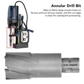 Hollow Mag Drill Bit Annular Cutter 40CR Cemented Carbide Hole Saw Drill Bits Hole Opener Cutter 50mm Cutting Depth Drilling Tool for Aluminium Copper Stainless Steel (35mm)