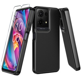 for TCL K32/K33 5G 2025 Case with Tempered Glass Screen Protector,Dual Layer Heavy Duty Shockproof Protection (Black)