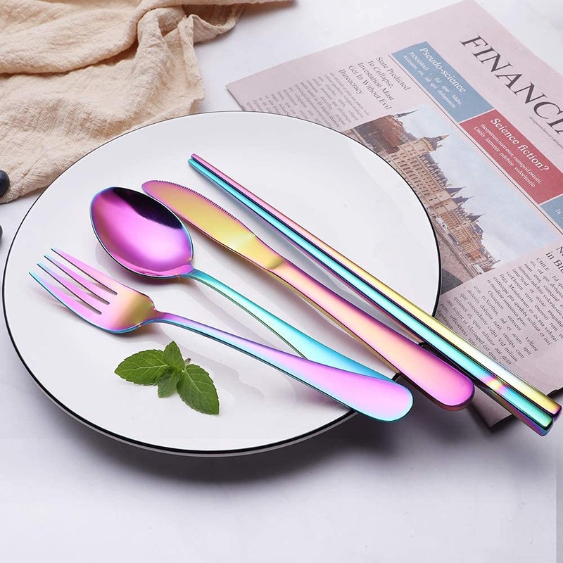 Portable Stainless Steel Flatware Set, Travel Camping Cutlery Set, Portable