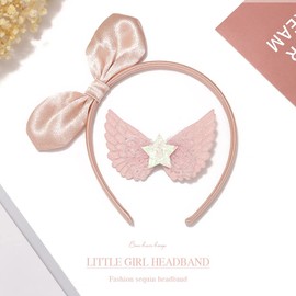 Fashband Girls Headbands Bow Hair Bands Glitter Fairy Wings Hair Accessories for Daily Wearing and Party Decoration(Pack of 2) (A)