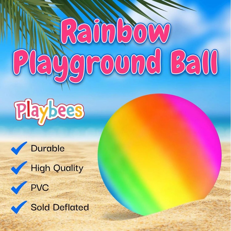 Playbees Rainbow Playground 16 Inches Ball for Kids with Hand