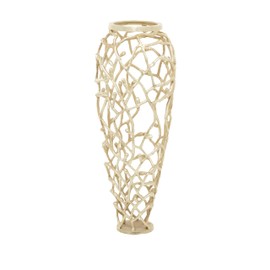 Deco 79 Aluminum Metal Coral Decorative Vase Centerpiece Vase, Vase for Home Decoration 9" x 9" x 23", Gold