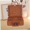 SUPVOX Imitation Rattan Storage Box Camping Folding Box Handwoven Wicker