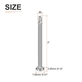 DTGN #8x2 Pan Head Self Drilling Screws - 50Pack - 410 Stainless Steel Phillips Drive Self Tapping Sheet Metal Screws