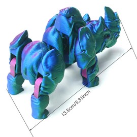 3D Printed Rhinoceros Models,Flexible Joint Animal lacertid Figurines, Stress Relief, Fidget restlessness, ADHD Toys, Surprise Fantasy Gifts