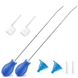 Diatomaceous Earth Powder Duster, Longer 9" to 22" Retractable Garden Powder Applicator Dispenser, 8 oz Bulb Duster Sprayer Insect for Home Organic Gardening Agricultural Supply (Blue,2 Pcs)