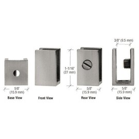 C.R. LAURENCE EH31 CRL Brushed Nickel Set Screw Clamp for 1/4 to 5/16 Glass by C.R. Laurence