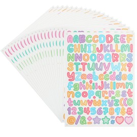 PATIKIL 20 Sheets Letter Stickers, 2240Pcs 1/2 Inch Small Vinyl Letter Number Stickers for Mailbox Poster Board Scrapbooking Bottle Classroom Decor, Colored Edge