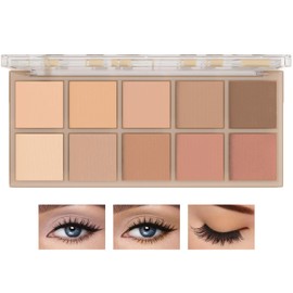 LZYLLS 10 Shades Nude Matte Eyeshadow Palette,Shimmer Naked Eyeshadow Palette,Eye Shadow Palette Natural Flash Waterproof Smoked Professional Makeup Palette With Brush 05