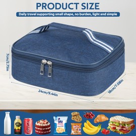 lohey Insulated Lunch Bag for Men Women Kids, Small Lunch Box Adults Cool Bag with Handle, Portable Thermal Cooler Box Bag for Work, School, Picnic Outdoor (Blue)