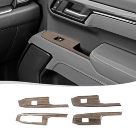Voodonala for Chevy Silverado 2022+ Car Door Window Control Panel Cover Trim Compatible with Chevy Silverado 2022 GMC Sierra 2022+ (Wood,4pcs,ABS)