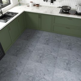 VaryPaper 10 Pack 12''x12'' Grey Marble Floor Tiles Peel and Stick Waterproof Vinyl Tile Flooring Sticky Tiles for Floor Removable Stick on Floor Tiles for Bathroom Kitchen Flooring Laminate Floor