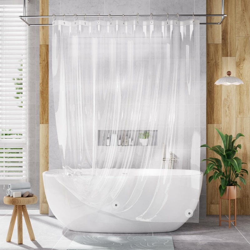 AmazerBath Extra Long Shower Curtain Liner, Clear, 84 Inches Long,