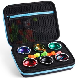 MAGICYOYO - Funda de almacenamiento profesional Yoyo, bolsa de transporte Yoyo, accesorios Yoyo, 6 compartimentos de almacenamiento Yoyo y compartimento interior con cierre (negro azul)