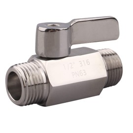 DERNORD Stainless Ball Valve - 1/2 Inch NPT Thread Male Small Mini Ball Valve (1/2" Male&Male)