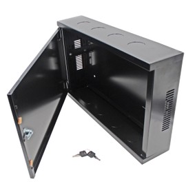 Electriduct 2U Wall Mount Rack Enclosure Network Cabinet Solid Door Black Powder Coated Steel with Lock