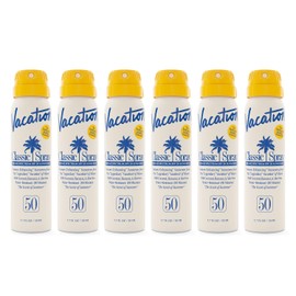 Vacation Mini Classic Sunscreen Spray SPF 50, Water-Resistant, Mini Sunscreen Bulk Party Favor, Sunblock Travel Size, TSA Suntan for Carry On, 1.7 Fl. Oz. (Value Pack of 6)