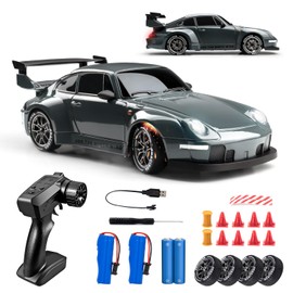 RC Drift Car, 1:24 Scale Remote Control Vehicle with LED Lights, 2.4GHz 20KM/H 4WD High Speed RC Cars, Drifting Tires＆Two Batteries, Racing Sports Toy Idea Gift for Adults Boys Girls and Kids