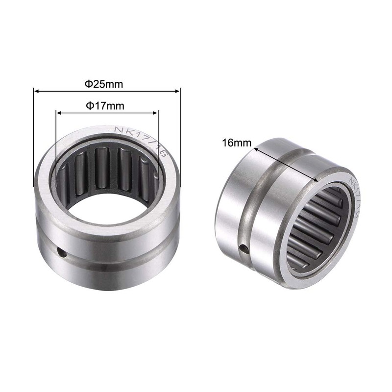 sourcing map NK17/16 Needle Roller Bearings 17mm x 25mm x