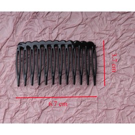 Ruwado 6 Pcs 12 Teeth Hair Side Combs 6.8 x 3.8 cm Tortoise French Twist Hair Barrettes Accessories for Women Girls Fine Thin Thick Long Hair Wedding Bridal Parties (Black)