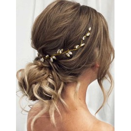 JONKY Bride Rhinestone Wedding Hair Vine Crystal Hair Piece Bridal Hair Accessories for Women (Gold, one size)