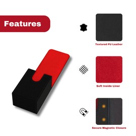 Premium Trading Card Case – Fits 100+ Sleeved Cards, Secure Hard Shell Deck Box for Collectible Cards, Compatible with MTG, TCG, and More (Black-Red)