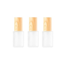 3 Pcs 30ml 1oz Travel Size Leakproof Pump Bottles Refillable Glass Lotion Dispenser Bottles Cosmetic Toiletries Containers Travel Size Cosmetic Cream Pump Bottles for Flight Holiday(Wood Grain Lid)