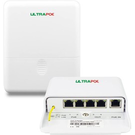 4-Port Gigabit POE Passthrough Switch/PoE++ Extender Outdoor,PoE Repeater, 60W 48V IEEE 802.3af/at/bt Compatibility, PoE Splitters, Injectors, Amplifiers & Boosters. Up to 100m (328ft) Distance