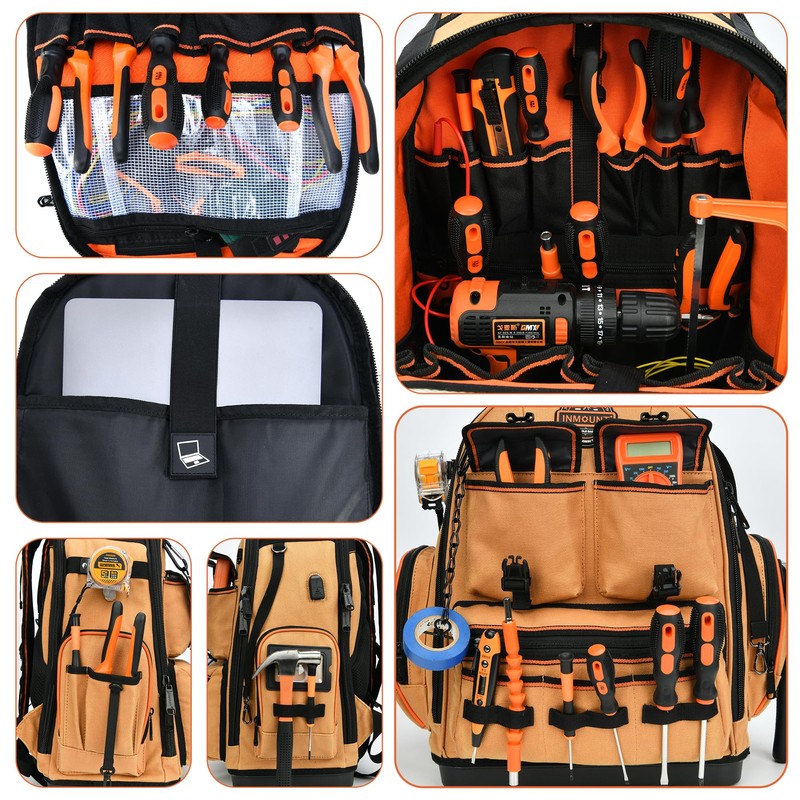 Backpack Tool Bag - Heavy Duty Tool Organizer, Water-resistant HVAC