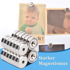 Aenienoe Neodymium Magnets Strong Magnet 20lb+ Pulling Force with Countersunk Hole and Screws Extra Strong Magnets Silver 16mm 10 Pack