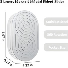 DYNAAGE Compact Rune-Engraved Stainless Steel Fidget Slider - Portable 3-Layer EDC Haptic Clicker, Stress Relief and Focus Enhancement Toy for Adults, Lightweight and Durable.