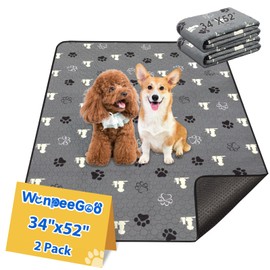 WanpeeGoo Washable Pee Pads for Dogs Mat, 2 Pack Absorbent Reusable Training Dog Pads Pet Puppy Pads, Non-Slip Potty Pads for Whelping, Playpen, Crate, Bed, Grey 34"x52"