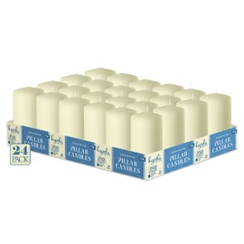 HYOOLA Ivory Pillar Candles 2x4 Inch - 12 Pack Unscented Bulk Pillar Candles - European Made