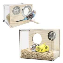 PINVNBY Transparent Acrylic Parakeet Nesting Box Budgie Breeding Box Bird Nest for Cage for Bird House with Perch for Parrots, Cockatiels, Lovebirds and Small Birds (L: 8.07 x 6.2 x 3.93 inch)