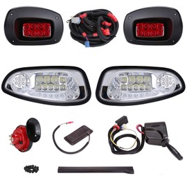 10L0L Golf Cart Deluxe LED Headlights and Tail Light Kit for EZGO RXV 2008-2015 with Turn Signals Hazard Brake Lights Horn