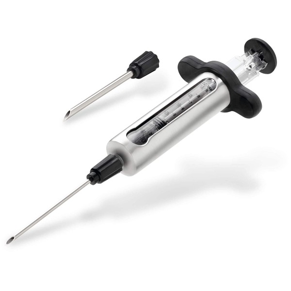 Napoleon Stainless Steel Marinade Injector BBQ Accessory – 55028 – Interchangeable Needles for Thin or Thick Marinades, Includes Case and Cleaning Brushes