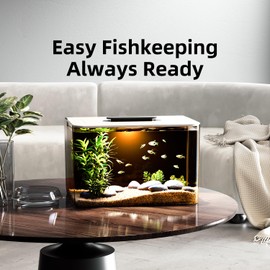 Betta Fish Tank, 2.5 Gallon Aquarium Kit with Modular Filtration, Heater, Light, Self Cleaning, Oxygenation, Small Fish Tank for Goldfish, Guppy, Shrimp