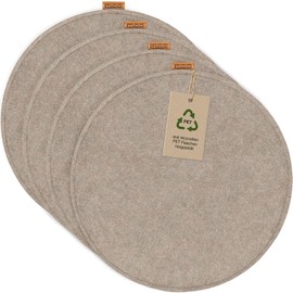 Miqio Design Round Felt Seat Cushion with Non-Slip Nubs Sustainable Made from Recycled PET Bottles 35 x 35 cm Set of 4 Washable Chair Cushions Non-Slip Seat Cover for Bench and Chair