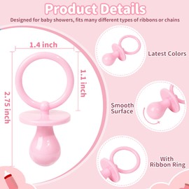36 Plastic Pacifiers for Baby Shower Game, 2.75’’ Baby Shower Pacifiers, Pink Pacifiers Baby Shower Decoration DIY, Gender Reveal Party Table Scatter/Baby Shower Party Favors (Pink)