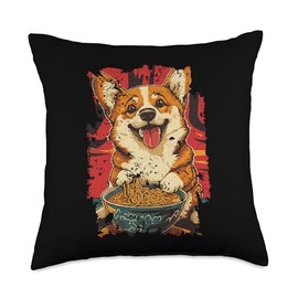 Funny Corgi - Ramen Throw Pillow