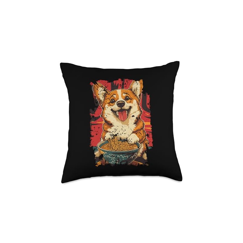 Funny Corgi - Ramen Throw Pillow